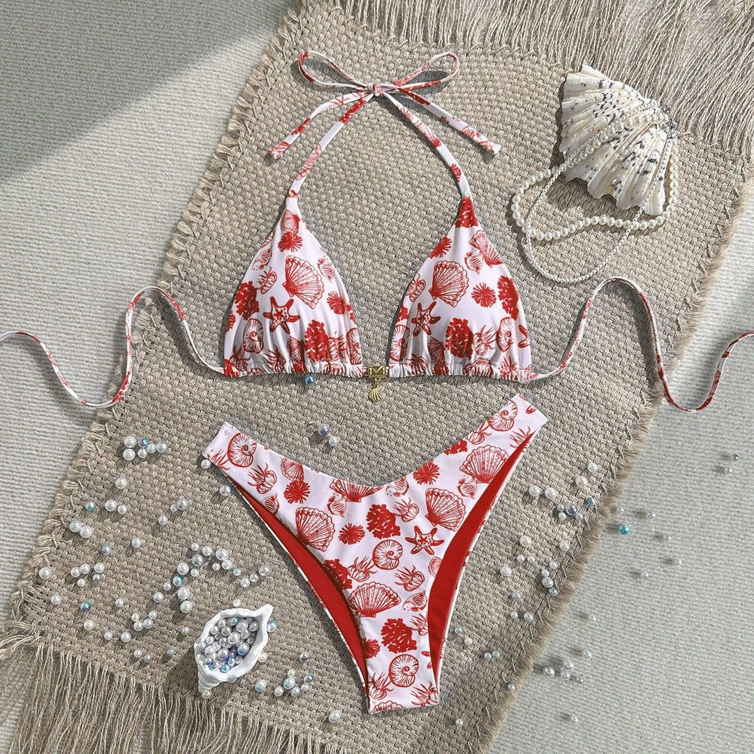 Women's Polka Dots Triangle Bikini with Adjustable Straps Mune Fashion