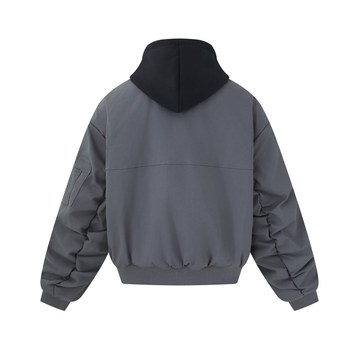 Men's short cut boxy hoodie bomber with hood insert and utility pockets Mune Fashion