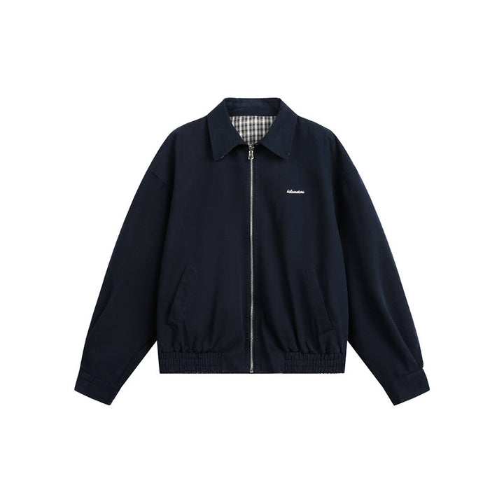Unisex short jacket in Harrington style with zipper and checkered lining Mune Fashion