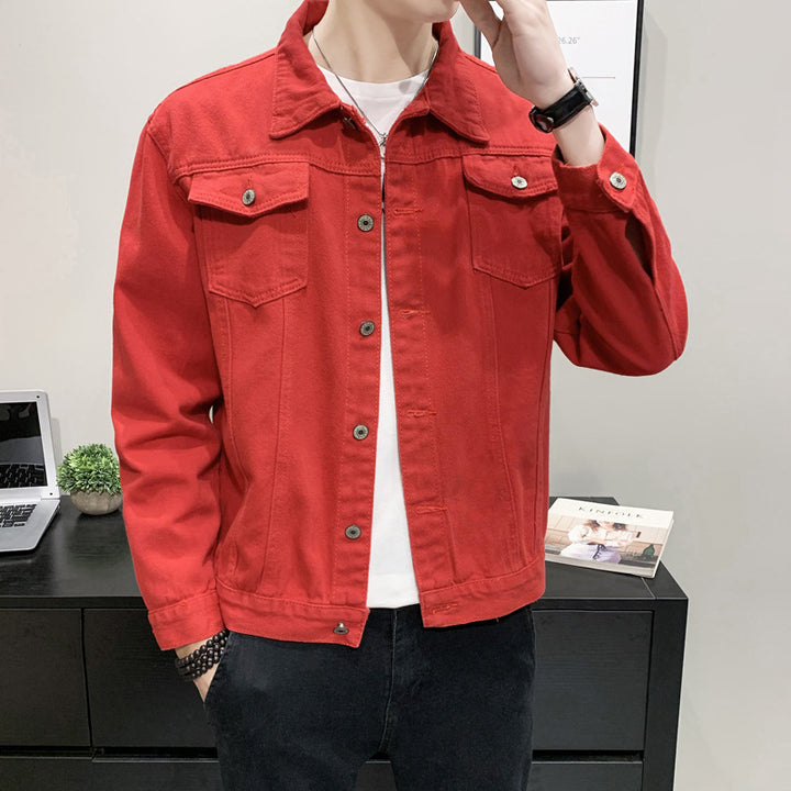 Men's tailored denim jacket with chest pockets, full button placket and contrast stitching Mune Fashion
