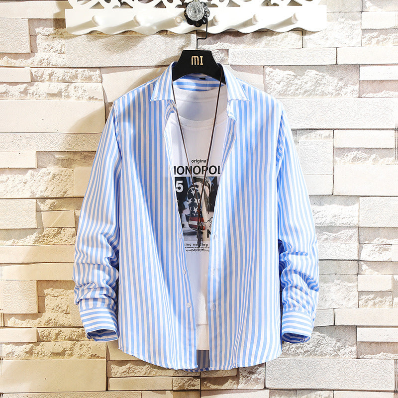 Men's nan legeres striped shirt with regular fit and kent collar Mune Fashion