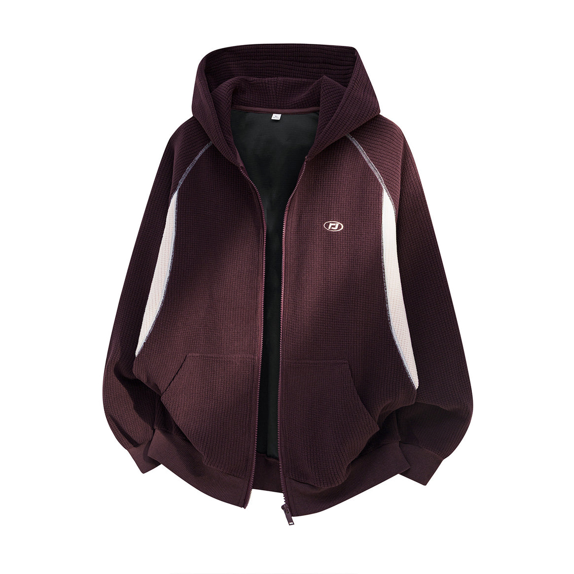 Unisex Oversize Waffle Knit Hoodie Jacket with Full Zip and Kangaroo Pockets Mune Fashion