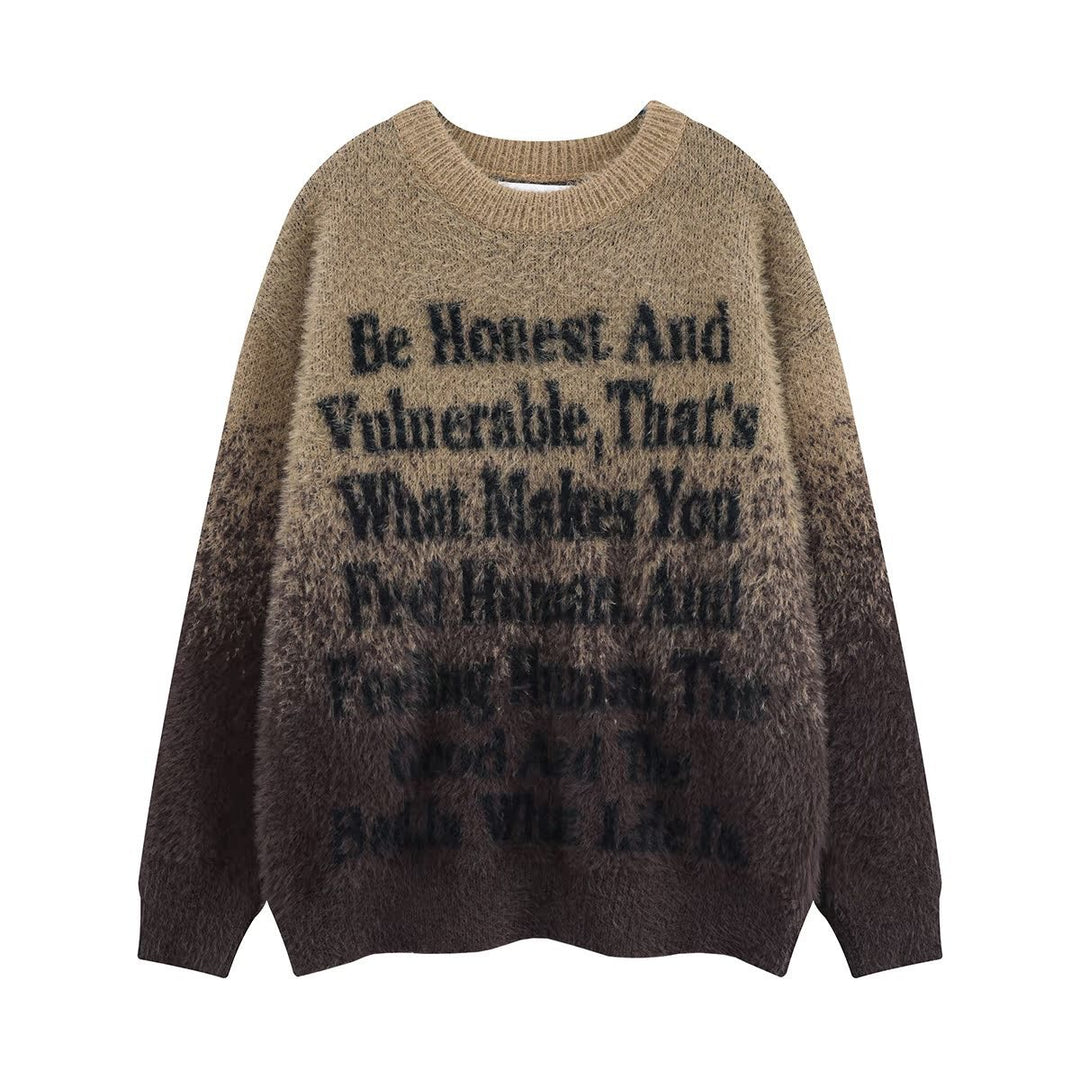 Women Fashionable Chunky Knit Sweater with Inspiring Print Mune Fashion