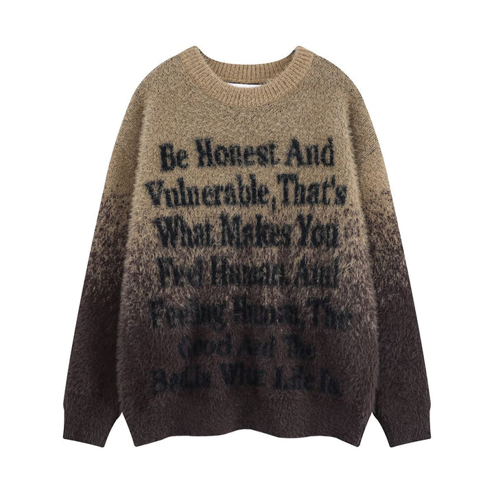 Women Fashionable Chunky Knit Sweater with Inspiring Print Mune Fashion