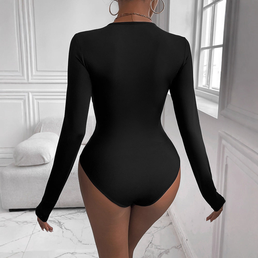 Women Figure-Hugging Long Sleeve Shirt with Twist Detail and Round Neckline Mune Fashion