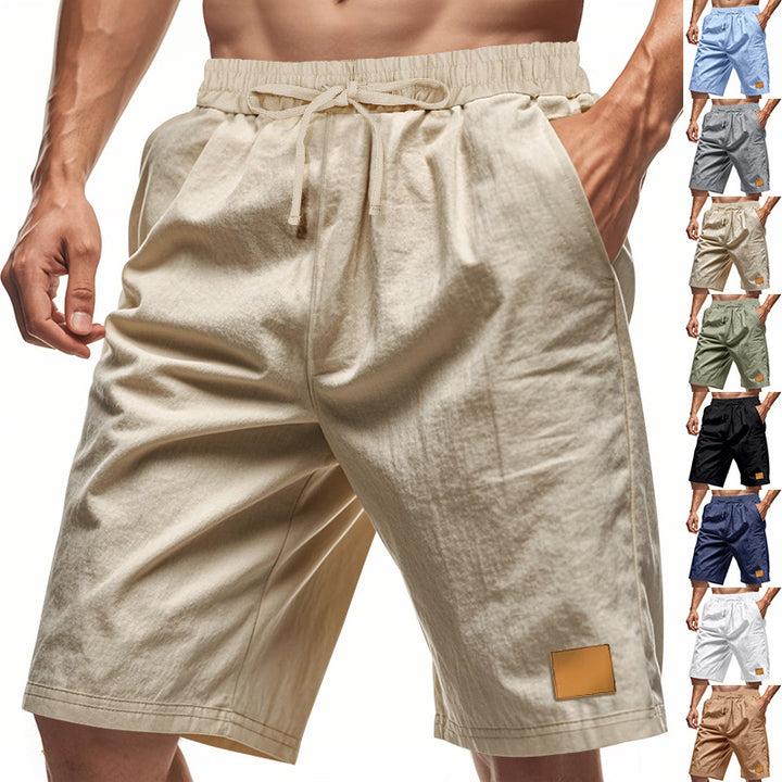 Men's drawstring Bermuda shorts made of soft cotton blend with elastic waistband and side pockets Mune Fashion