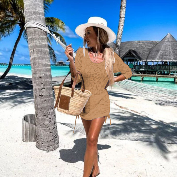 Ladies casual beach dress with side ties Mune Fashion