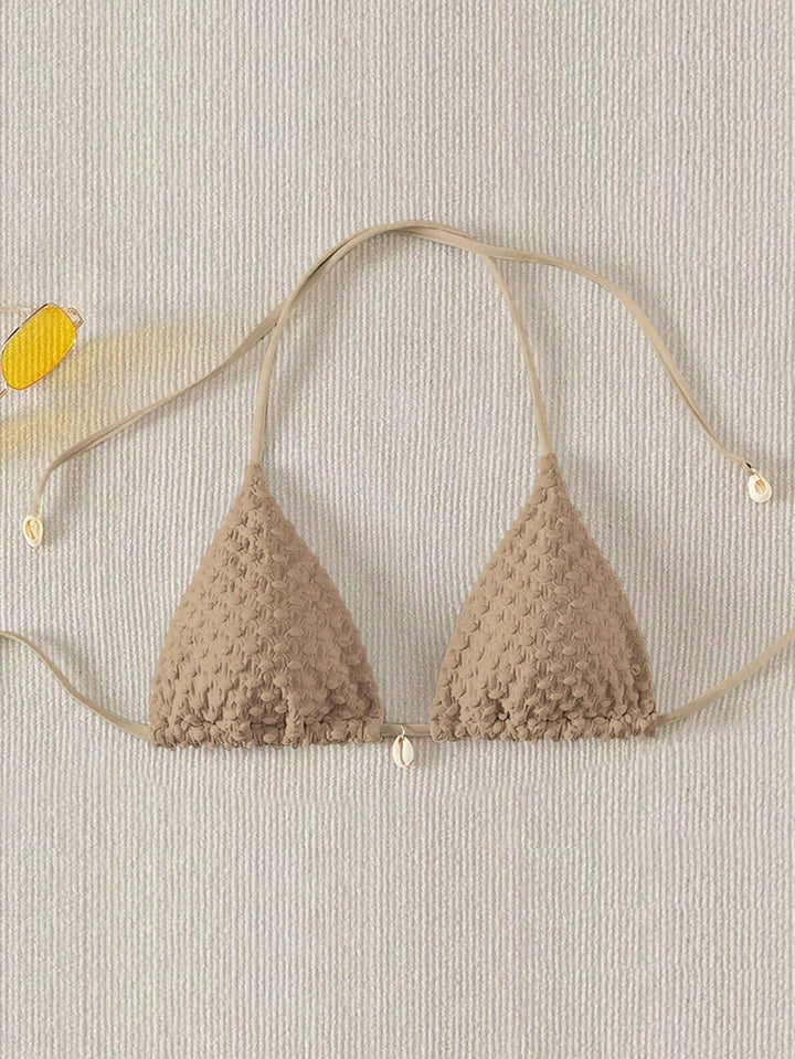 Women Triangle Bikini Top with Structured Texture Mune Fashion