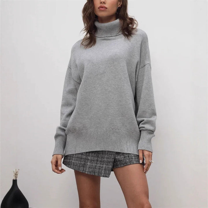 Ladies Boxy Turtleneck Sweater made of fine fine knit with dropped shoulders Mune Fashion
