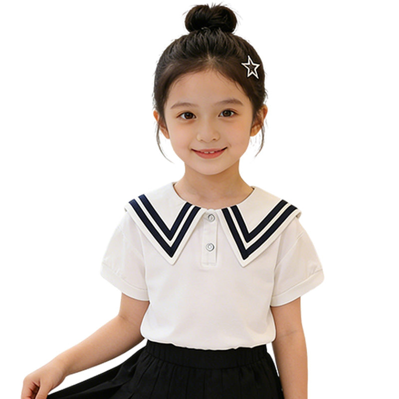 Girl sailor T-shirt with contrasting collar Mune Fashion