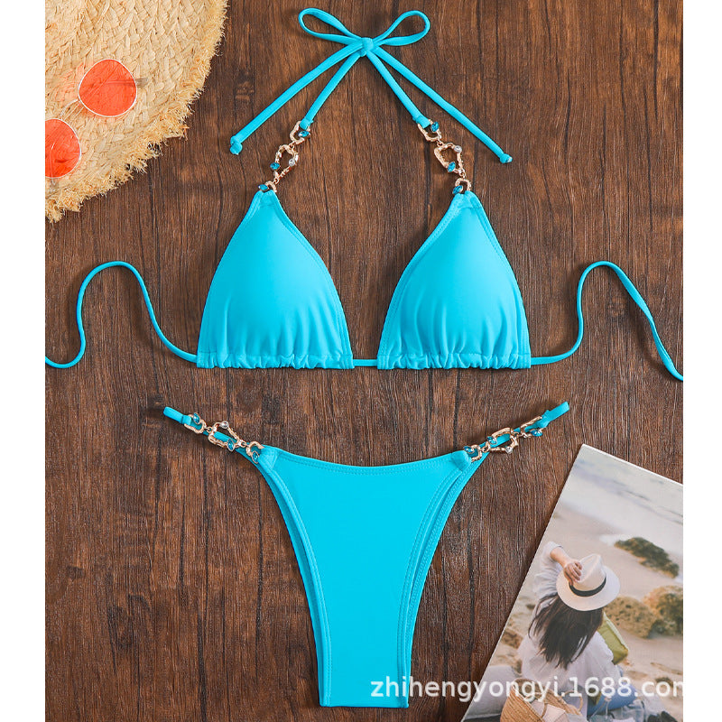Women's Triangle Bikini with Shimmering Pendants Mune Fashion