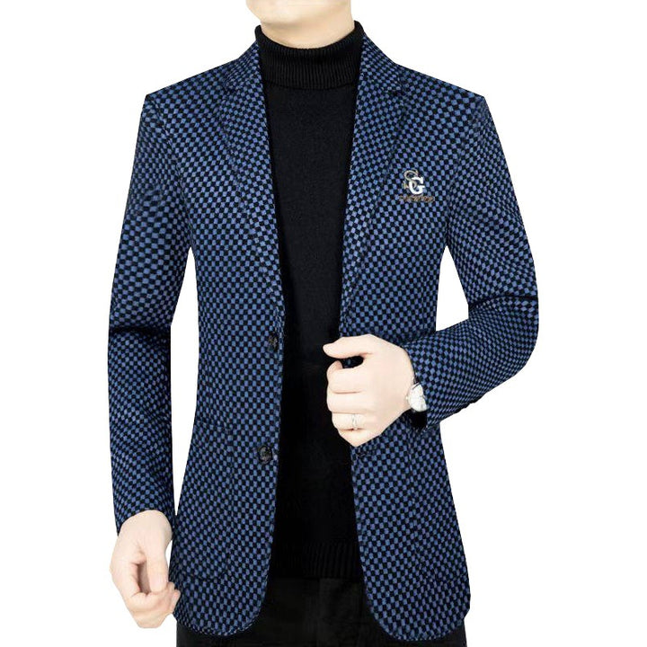 Men's Tailored Single-Breasted Blazer with Graphic Texture and Stretch Comfort Mune Fashion