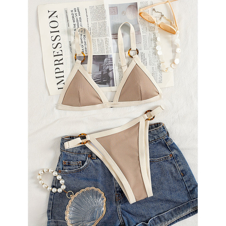 Women Triangle Bikini with elegant ring details and adjustable straps Mune Fashion