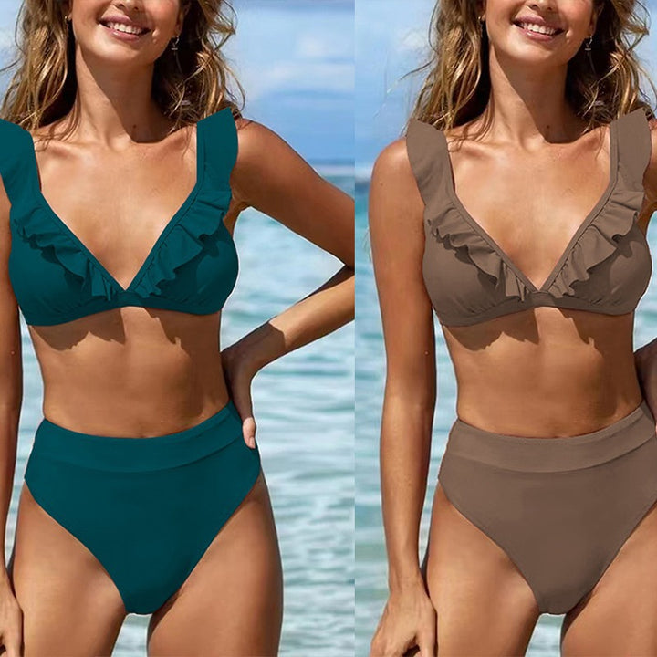 Women's Refined Triangle Bikini Set with Ruffle Details Mune Fashion