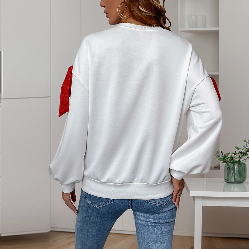 Women's sweatshirt with balloon sleeves and ribbon application Mune Fashion