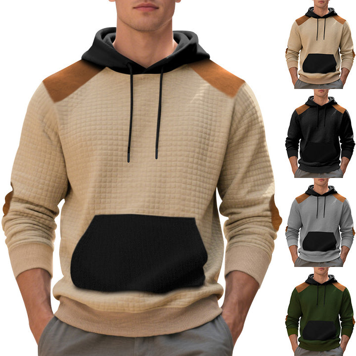 Men's urban waffle knit hoodie with kangaroo pocket and trim Mune Fashion