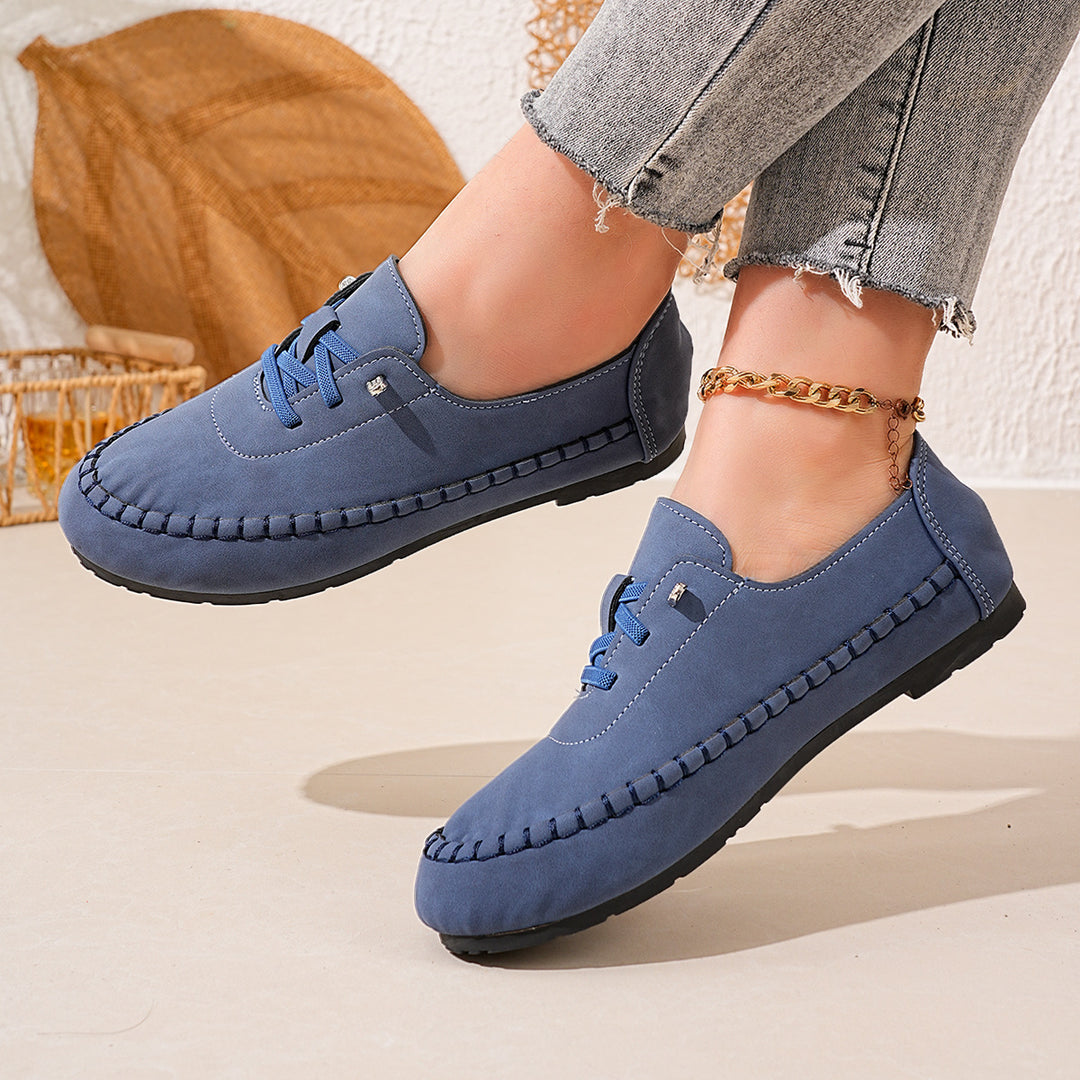 Women Comfortable Moccasins with Fashionable Lacing Design Mune Fashion