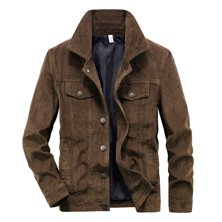 Men's fine cord work jacket in trucker cut with hidden button placket Mune Fashion