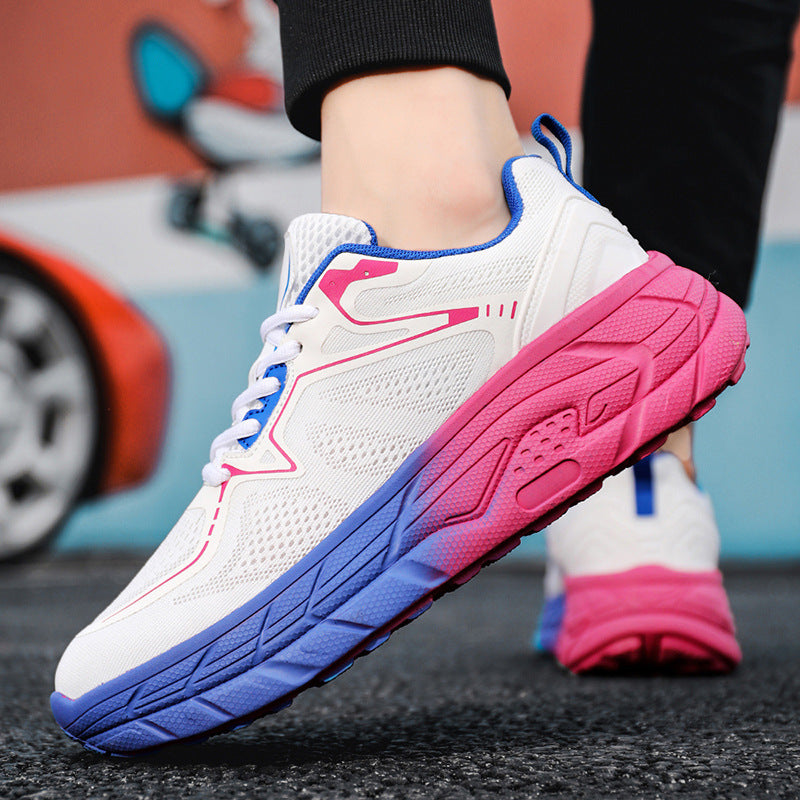 Unisex cushioned platform sneaker with breathable knit upper and padded hollow chamber sole Mune Fashion