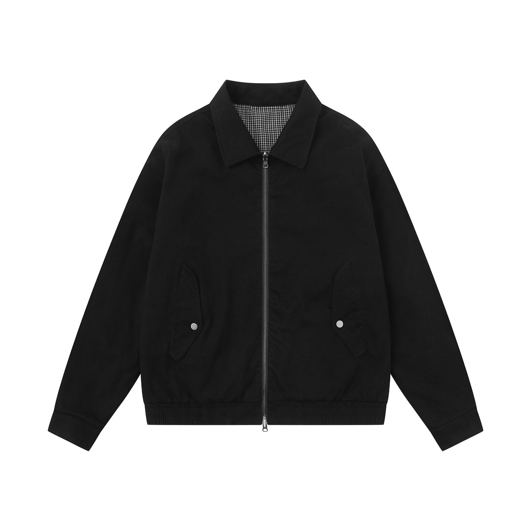 Men's Boxy Canvas Blouson Jacket with Zipper, Flap Pockets and Elastic Hem Mune Fashion
