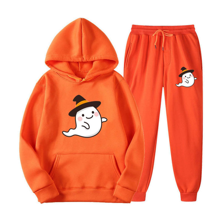 Unisex nan cozy hoodie and jogging pants set with Halloween ghost print Mune Fashion
