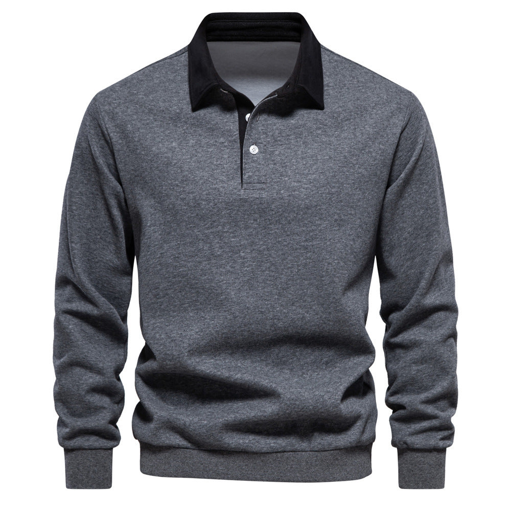 Men's elegant long sleeve polo shirt with contrast collar Mune Fashion