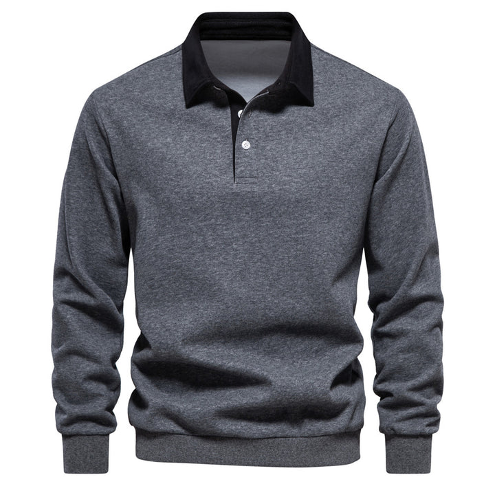 Men's elegant long sleeve polo shirt with contrast collar Mune Fashion