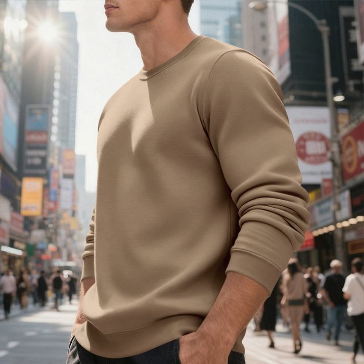 Men's soft crewneck sweatshirt made of cotton blend with ribbed cuffs and relaxed fit Mune Fashion