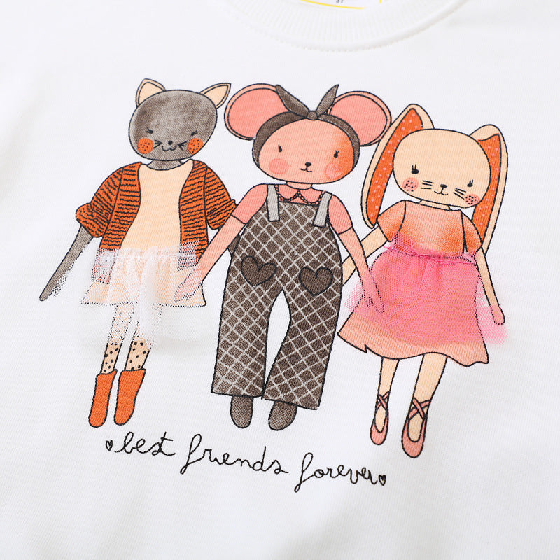 Girls sweatshirt with creative animal applique Mune Fashion