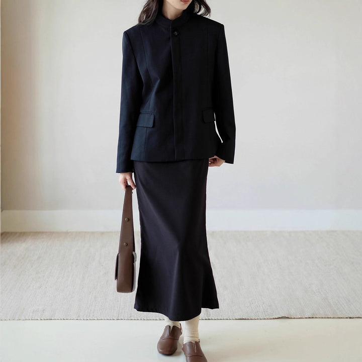 Women’s Fashion Short Jacket with Stand-up Collar Mune Fashion