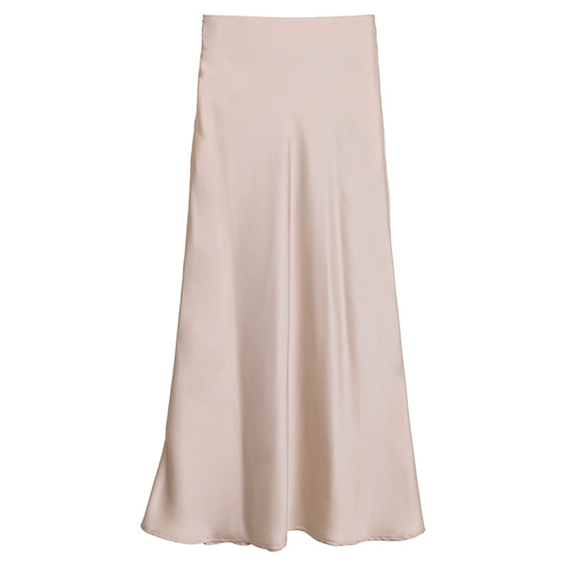 Women's nan bias-cut maxi skirt with high, seamless waistband and flowing satin look Mune Fashion