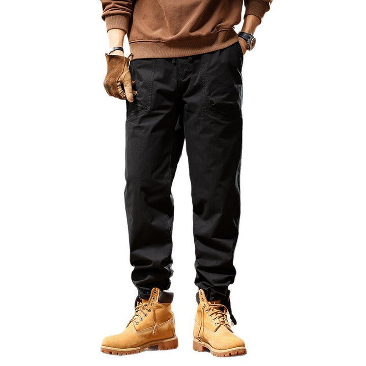 Men's Utility Cargo Pants in Jogger Style with Elastic Comfort Waistband, Multiple Pockets and Drawstrings at Ankles