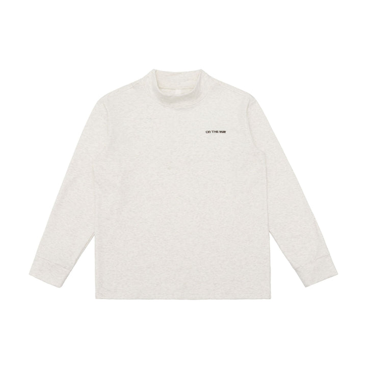 Unisex finely structured mock neck pullover made of cotton blend with subtle chest embroidery Mune Fashion