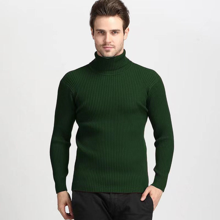 Men's ribbed turtleneck sweater fitted elastic fine knit Mune Fashion