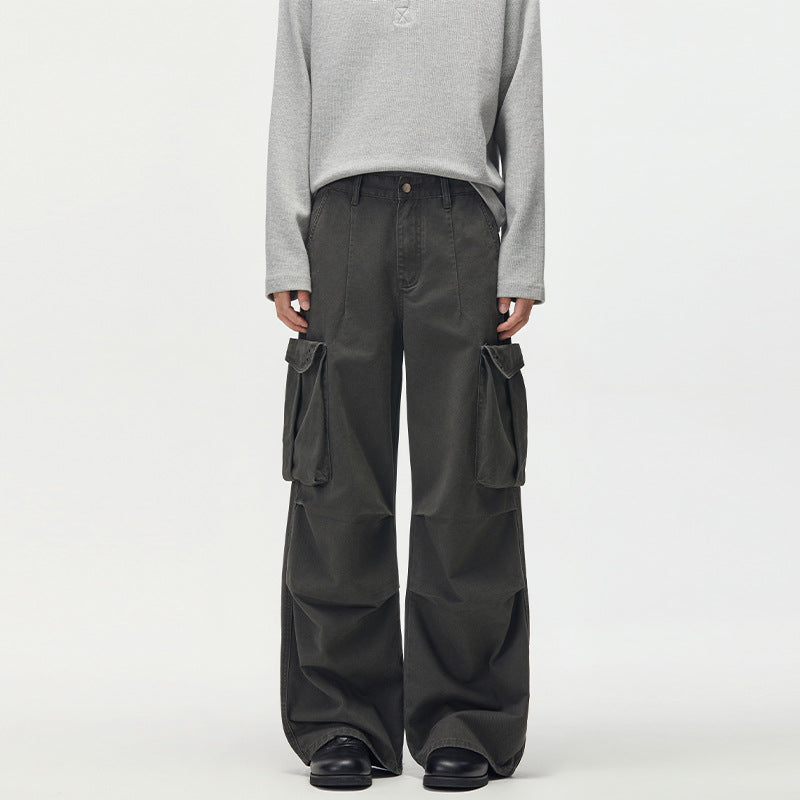 Men's baggy cargo pants with extra wide legs, deep crotch and large flap pockets Mune Fashion