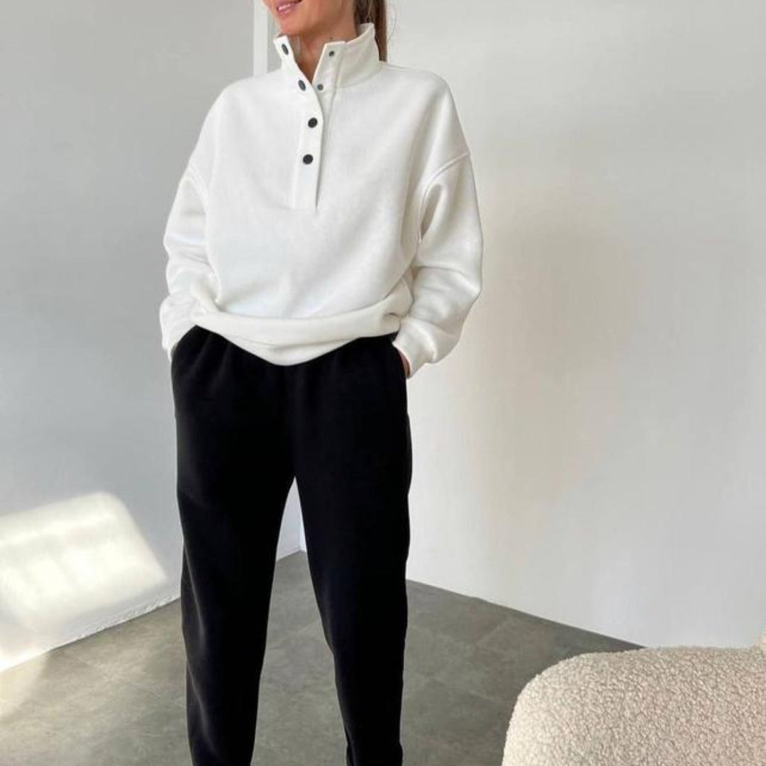 Women's cozy oversized fleece set with standing collar and jogger Mune Fashion