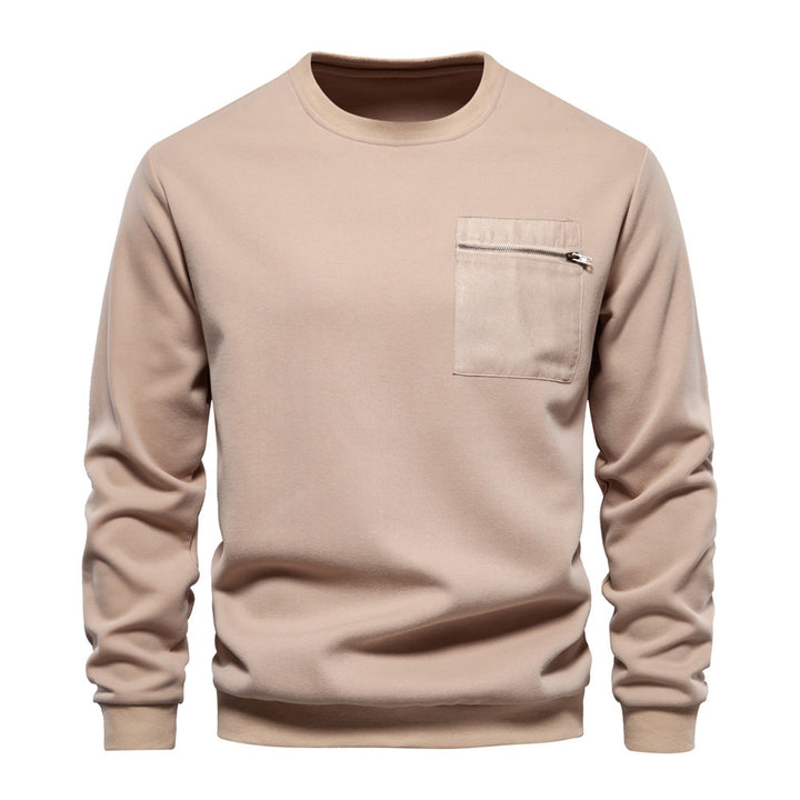 Men's nano sweatshirt with round neck, patch chest pocket with horizontal zipper and ribbed hem Mune Fashion