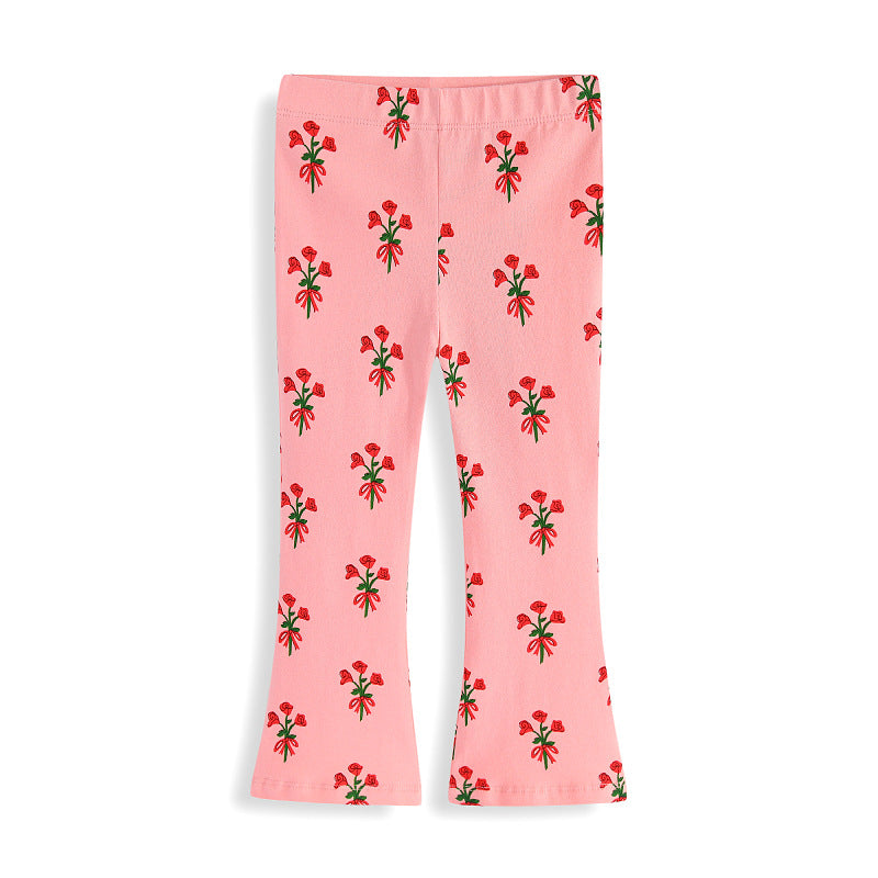 Girl Leggings with Floral Appliqués Mune Fashion