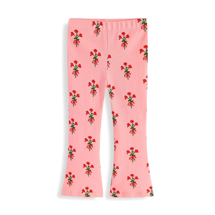 Girl Leggings with Floral Appliqués Mune Fashion