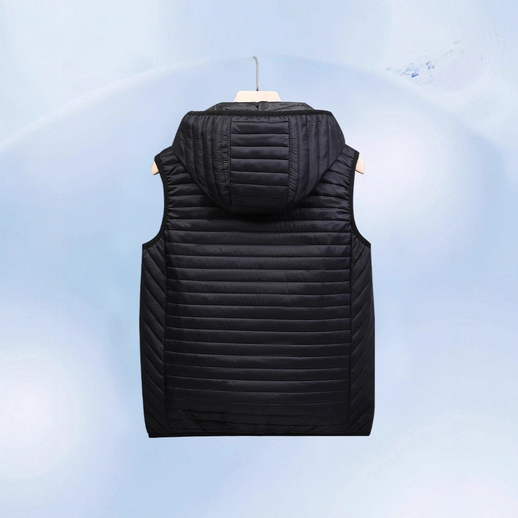 Men's Ultralight Hooded Quilted Vest with Horizontal Quilting and Packable Insulation Mune Fashion