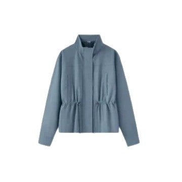 Women's Lightweight Tailored Transition Jacket with Stand-Up Collar, Drawstring and Concealed Closure Mune Fashion