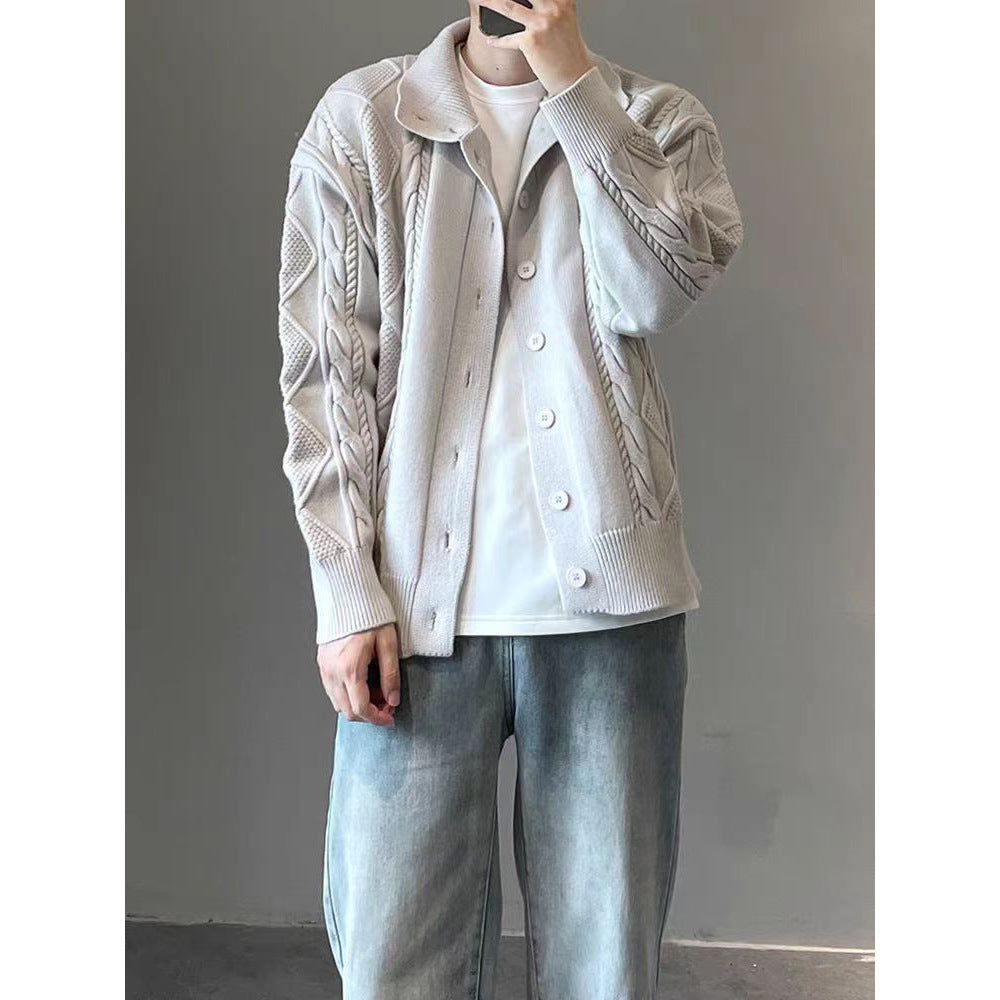 Men's chunky knit cardigan with cable pattern Mune Fashion