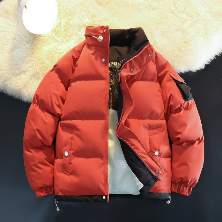 Men's Padded Down Look Outdoor Jacket with High Stand Collar, Contrast Inner Lining & Arm Pocket Mune Fashion