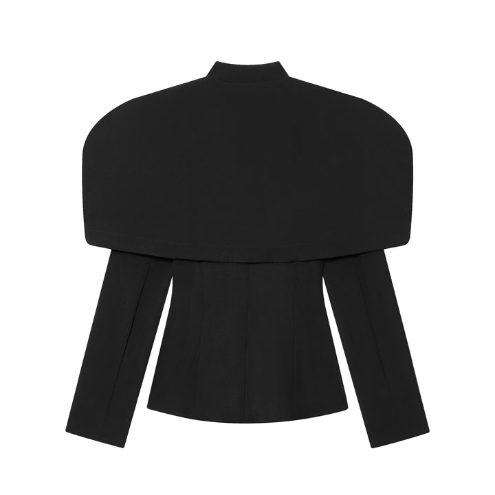 Women 100+ elegant tailored blazer with cape shoulder and golden decorative buttons Mune Fashion