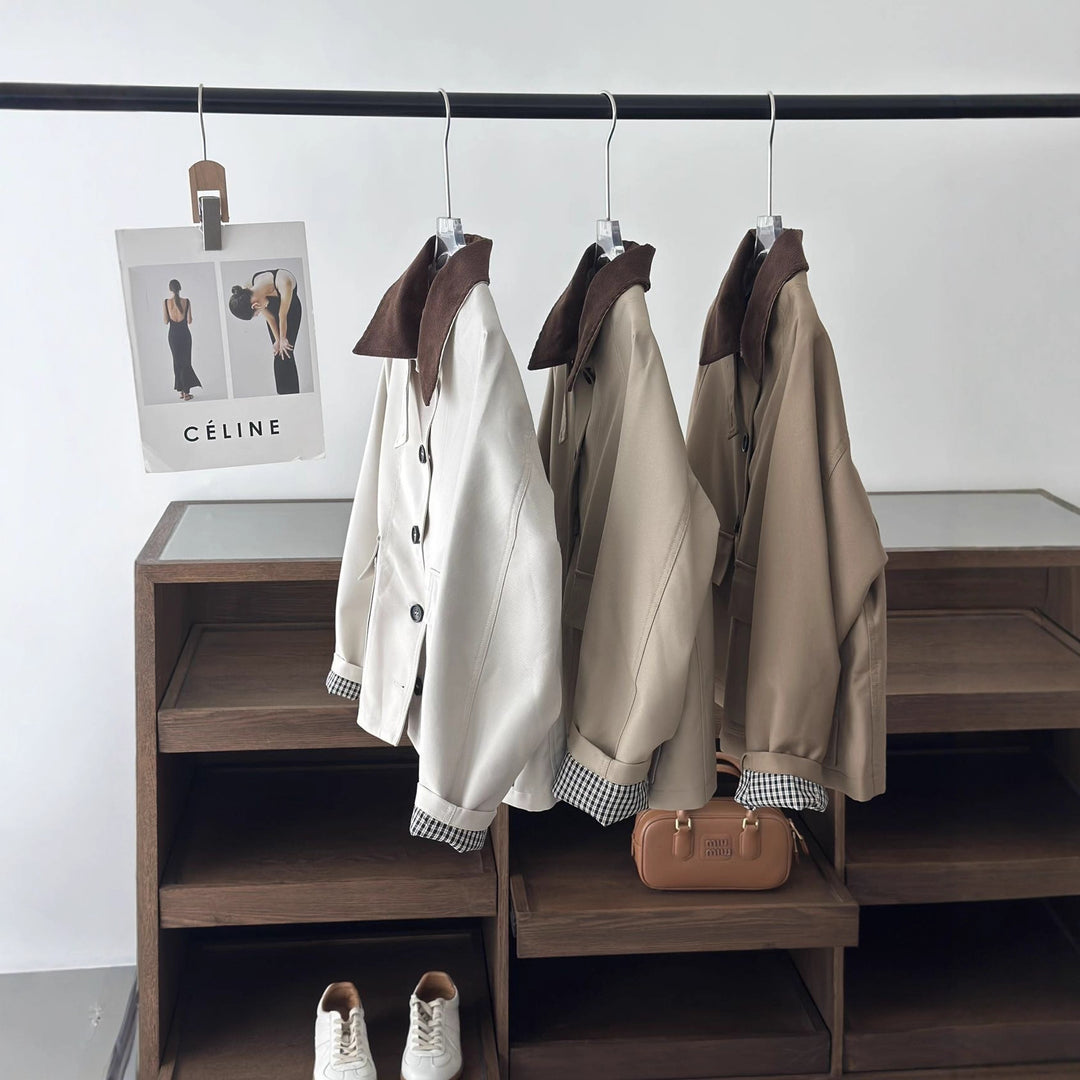 Women Boxy Transitional Jacket with Cord Collar and Large Flap Pockets Mune Fashion