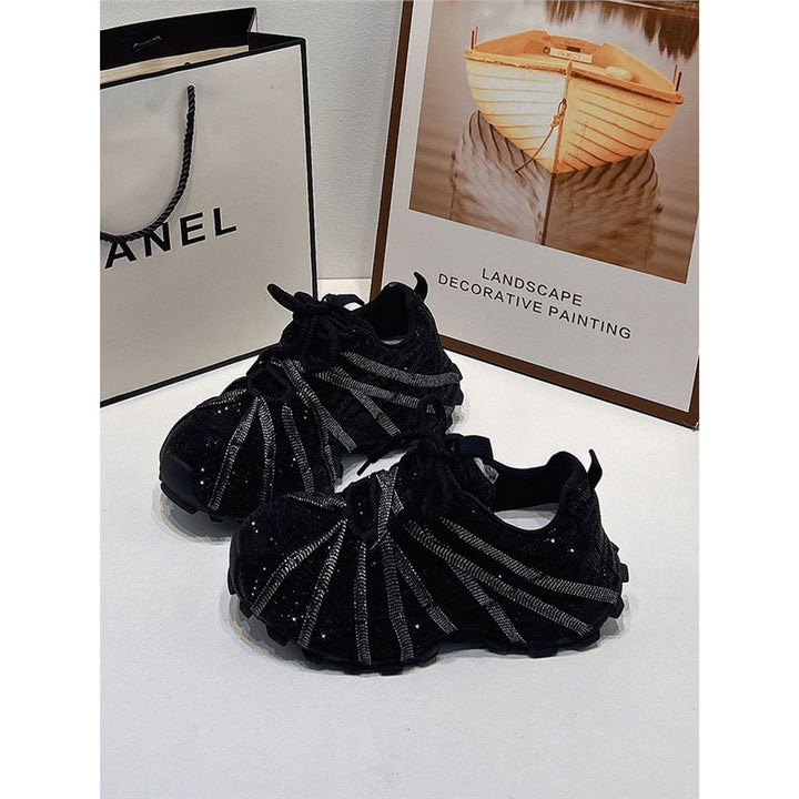Women Glamorous crystal-embellished chunky sneakers with sculpted sole Mune Fashion