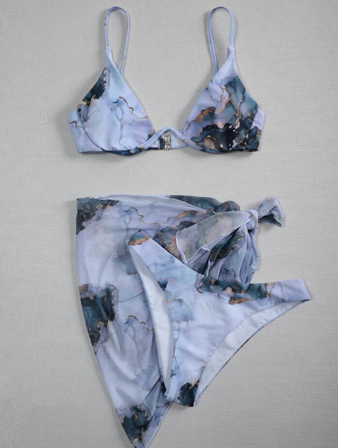 Ladies triangle bikini set with oversized wrap skirt Mune Fashion