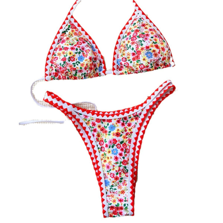 Women's Triangle Bikini with Floral Accents Mune Fashion