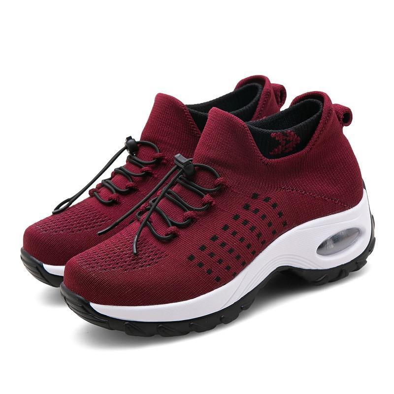 Women nan lightweight breathable knit sneakers with air cushion and high sock collar Mune Fashion