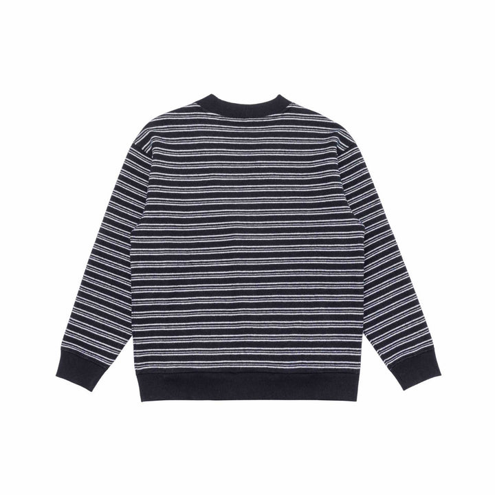 Men's Striped Button Cardigan with V-Neck, Patch Pockets and Ribbed Cuffs Mune Fashion